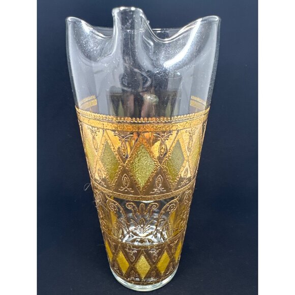 Vintage West Virginia Glass Co Rainier Martini Pitcher Diamond Gold Pattern - Picture 7 of 9